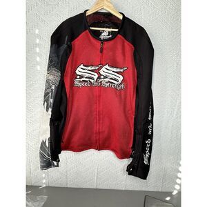 Speed and Strength Motorcycle Jacket Full‎ Zip Red White Black Mens Sz XXL